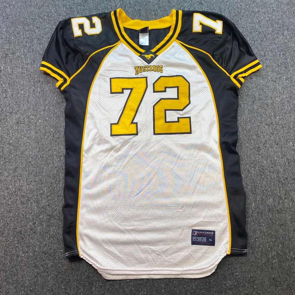 Football Jersey Sz XL Mens White Black Mustangs 72 Mesh Streetwear Skater